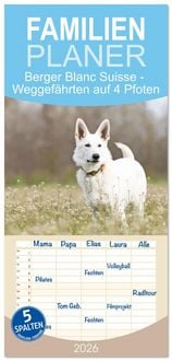 Produktbild: Familienplaner 2026 - Berger Blanc Suisse - Weggef&auml;hrten auf 4 Pfoten mit 5 Spalten (Wandkalender, 21 x 45 cm) CALVENDO
