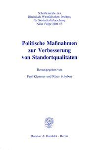 Produktbild: Politische Ma&szlig;nahmen zur Verbesserung von Standortqualit&auml;ten.
