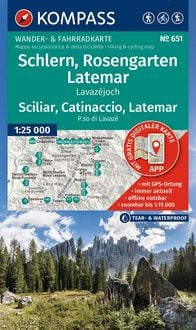 Produktbild: KOMPASS Wanderkarte 651 Schlern, Rosengarten, Latemar, Lavaz&eacute;joch / Sciliar, Catinaccio, Latemar, P.so di Lavaz&eacute; 1:25.000