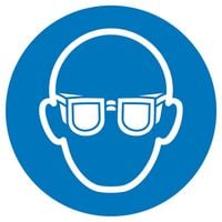 Produktbild: Gebotsschild Augenschutz benutzen, Hygiene und Abstand Folie selbstklebend (&Oslash;) 200 mm ISO 7010 1 St.