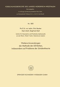 Produktbild: Weitere Anwendungen der Methode der LIE-Reihen
