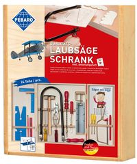 Produktbild: PEBARO 407 - Laubs&auml;ge-Schrank im Holzschrank, 24-teilig, komplettes Set im Holzschrank, Stahlwerkzeuge, Laubs&auml;gebogen und S&auml;ge f&uuml;r Metall, made in Germany