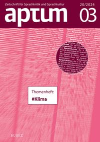 Produktbild: Aptum, Zeitschrift f&uuml;r Sprachkritik und Sprachkultur 20. Jahrgang. 2024, Heft 3