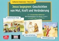 Produktbild: Jesus begegnen: Geschichten von Mut, Kraft und Ver&auml;nderung. 3 x 5 Kinderbibel-Bildkarten. Mit Arbeitsbl&auml;ttern f&uuml;r Klasse 3 und 4. Kamishibai Bildkartenset