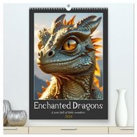 Produktbild: Enchanted Dragons: A year full of little wonders (High Quality Premium Wall Calendar 2026 DIN A2 portrait),CALVENDO 12 Month Wall Calendar