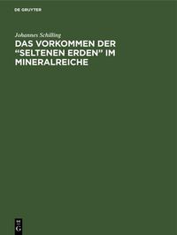 Produktbild: Das Vorkommen der "seltenen Erden" im Mineralreiche