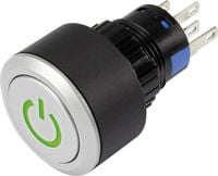 Produktbild: TRU COMPONENTS 1303030 LAS1-AWY-11T/G/12V/P Drucktaster 250 V/AC 3 A 1 x Aus/(Ein) tastend Gr&uuml;n IP65 1 St.