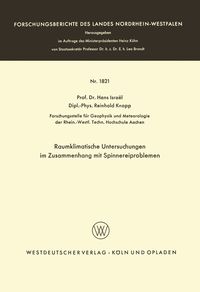 Produktbild: Raumklimatische Untersuchungen im Zusammenhang mit Spinnereiproblemen