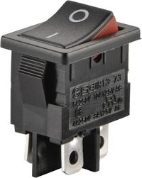 Produktbild: TRU Components 1587540 Wippschalter TC-R13-73A2-02 250 V/AC 6A 2 x Aus/Ein rastend 1St.