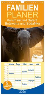 Produktbild: Familienplaner 2026 - Komm mit auf Safari! Botswana und S&uuml;dafrika mit 5 Spalten (Wandkalender, 21 x 45 cm) CALVENDO