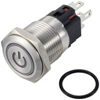 Produktbild: TRU COMPONENTS TC-12647388 Drucktaster 250 V/AC 3 A 1 x Aus/(Ein) IP65 Blau tastend Edelstahl 1 St.