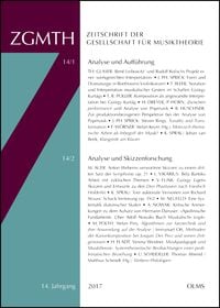 Produktbild: ZGMTH - Zeitschrift der Gesellschaft f&uuml;r Musiktheorie, 14. Jahrgang 2017