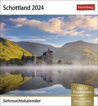 Schottland Sehnsuchtskalender 2024. Postkarten-Fotokalender voll typisch schottischer Motive. Wochenkalender mit Urlaubsfeeling. Die Schönheit Schott von Patrick Frischknecht