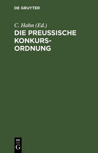 Produktbild: Die preu&szlig;ische Konkurs-Ordnung