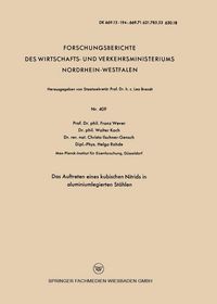 Produktbild: Das Auftreten eines kubischen Nitrids in aluminiumlegierten St&auml;hlen