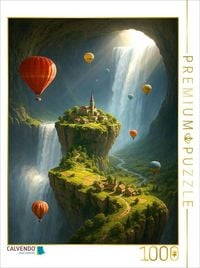 Produktbild: CALVENDO Puzzle Leben inmitten des Wasserfalls - Hei&szlig;luftballons in einer surrealen Landschaft | 1000 Teile Lege-Gr&ouml;&szlig;e 64x48cm Foto-Puzzle f&uuml;r gl&uuml;ckli