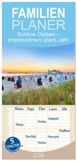 Produktbild: Familienplaner 2026 - Sch&ouml;ne Ostsee - Impressionen &uuml;bers Jahr mit 5 Spalten (Wandkalender, 21 x 45 cm) CALVENDO
