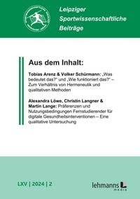 Produktbild: Leipziger Sportwissenschaftliche Beitr&auml;ge