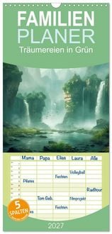 Produktbild: Familienplaner 2027 - Tr&auml;umereien in Gr&uuml;n mit 5 Spalten (Wandkalender, 21 x 45 cm) CALVENDO