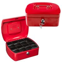 Produktbild: Idena Geldkassette Gr&ouml;&szlig;e 8 aus Metall 8 F&auml;cher rot 20,5x16x9cm
