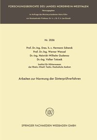 Produktbild: Arbeiten zur Normung der Sinterpr&uuml;fverfahren