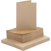 Produktbild: Creativ Company Karten & Kuverts, Kartengr&ouml;&szlig;e 10,5x15 cm, Umschlaggr&ouml;&szlig;e 11,5x16,5 cm, 120+240 g, Natur, 50er Set