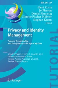 Produktbild: Privacy and Identity Management. Fairness, Accountability, and Transparency in the Age of Big Data