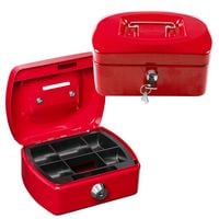 Produktbild: Idena Geldkassette Gr&ouml;&szlig;e Mini aus Metall 6 F&auml;cher rot 12,5x9,5x6cm