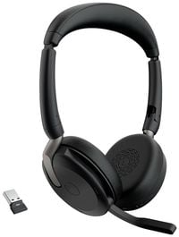 Produktbild: Jabra Evolve2 65 Flex Link380a MS + Ladepad On Ear Headset Bluetooth® Stereo Schwarz Noise Cancelling Headset