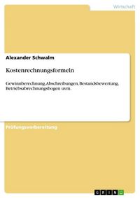Produktbild: Kostenrechnungsformeln