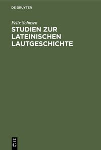 Produktbild: Studien zur lateinischen Lautgeschichte