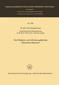 Produktbild: Das T&auml;tigkeits- und Anforderungsbild des &raquo;Operations Research&laquo;
