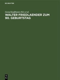 Produktbild: Walter Friedlaender zum 90. Geburtstag