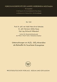 Produktbild: Untersuchungen an Al2O3 &middot; SiO2-Mineralien als Rohstoffe f&uuml;r feuerfeste Erzeugnisse