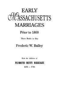 Produktbild: Early Massachusetts Marriages Prior to 1800