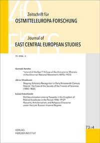 Produktbild: Zeitschrift für Ostmitteleuropa-Forschung (ZfO) 73/4 / Journal of East Central European Studies (JECES) 73/4
