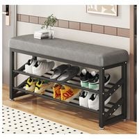 Produktbild: HTI-Living Schuhregal Metall 2 Ebenen mit Sitzkissen Grau