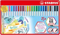 Premium-Filzstift mit Pinselspitze für variable Strichstärken - STABILO Pen 68 brush - 25er Metalletui - mit 19 verschiedenen Farben