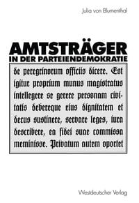 Produktbild: Amtstr&auml;ger in der Parteiendemokratie