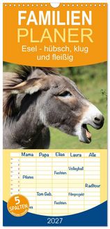 Produktbild: Familienplaner 2027 - Esel - h&uuml;bsch, klug und flei&szlig;ig mit 5 Spalten (Wandkalender, 21 x 45 cm) CALVENDO