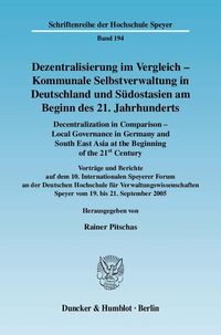 Produktbild: Dezentralisierung im Vergleich - Kommunale Selbstverwaltung
