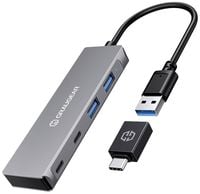 Produktbild: GrauGear G-HUB2A2C-AC USB-Hub 4 Port USB-A, USB-C&reg; USB 3.0 5 GBit/s Silber G-HUB2A2C-AC