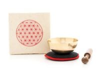 Produktbild: Mini-Klangschale in Box natur mit Blume des Lebens Aufdruck