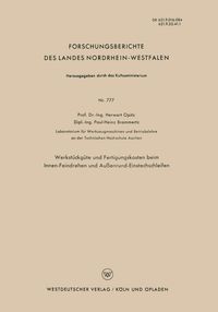 Produktbild: Werkst&uuml;ckg&uuml;te und Fertigungskosten beim Innen-Feindrehen und Au&szlig;enrund-Einstechschleifen