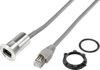 Produktbild: TRU COMPONENTS RJ45-Einbaubuchse, Kabell&auml;nge 1.50 m RJ45-03 Buchse, Einbau, Stecker, gerade Silber 1 St.