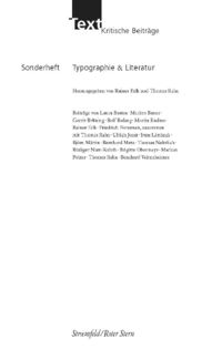 Produktbild: Text. Kritische Beitr&auml;ge / Typographie & Literatur