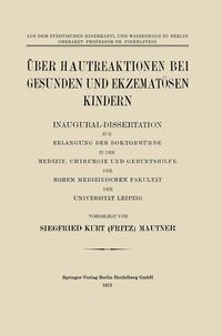 Produktbild: &Uuml;ber Hautreaktionen bei Gesunden und Ekzemat&ouml;sen Kindern