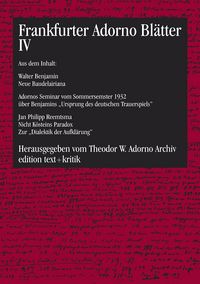 Produktbild: Frankfurter Adorno Bl&auml;tter IV