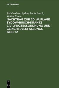 Produktbild: Nachtrag zur 20. Auflage Sydow-Busch-Krantz Zivilproze&szlig;ordnung und Gerichtsverfassungsgesetz