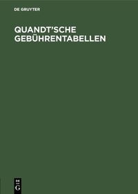 Produktbild: Quandt&rsquo;sche Geb&uuml;hrentabellen